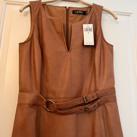 NWT: Lauren Real Leather Dress with Belt - Perfect for fall! - Picture 3 of 4